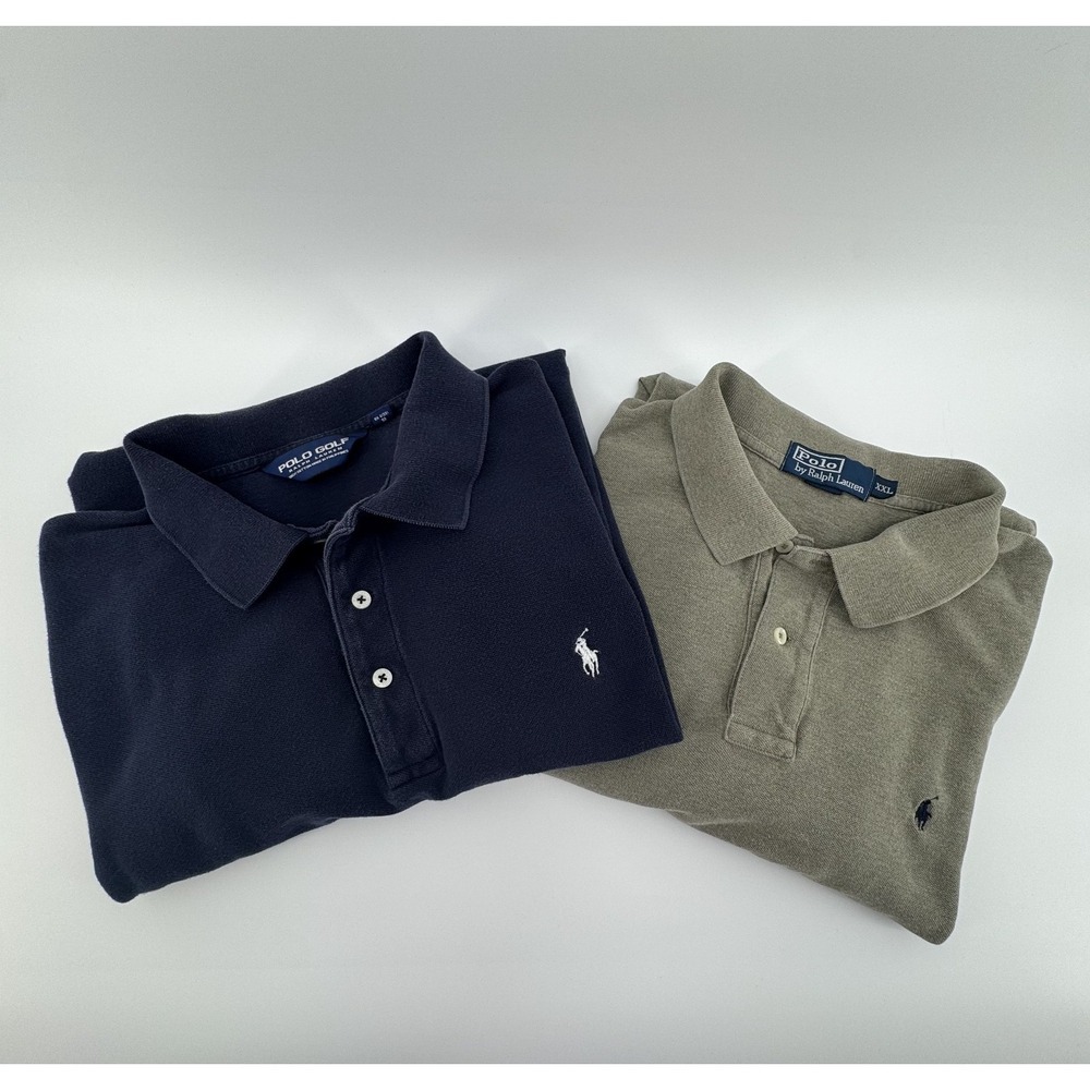 Polo Ralph Lauren Men's 2XL Golf Shirt‎ Bundle Navy Blue & Heather Green Polo